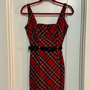 L.A.M.B. by Gwen Stefani Plaid Belted Hourglass Dress